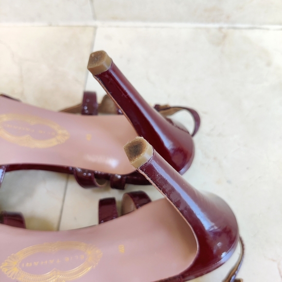 Wine Red 4" Strappy Heels Elie Tahari - Picture 6 of 10